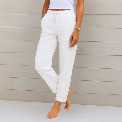 Celeste | Pantaloni in lino casual con cordoncino