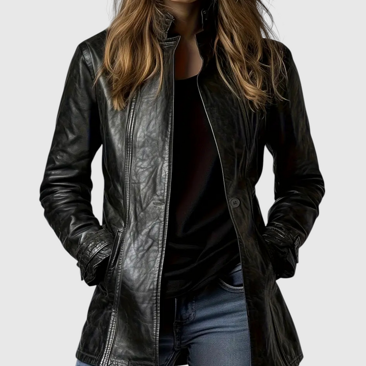 Adelina | Abrigo de Cuero con Botones