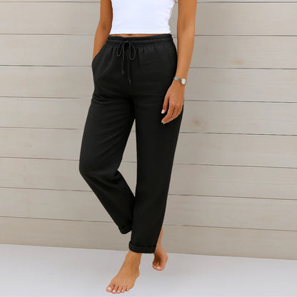 Celeste | Pantaloni in lino casual con cordoncino