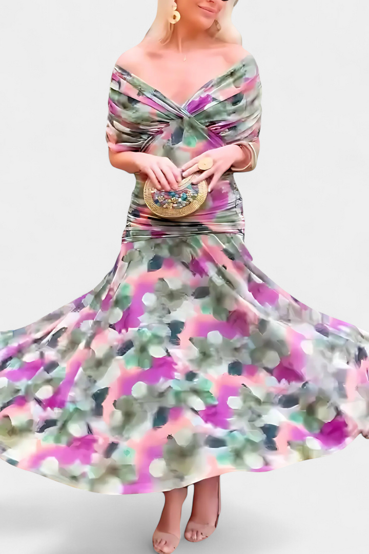 Magda | Vestido largo floral con escote en V