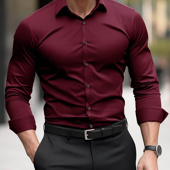 Alaric | Camisa de Vestir Brillante de Corte Slim