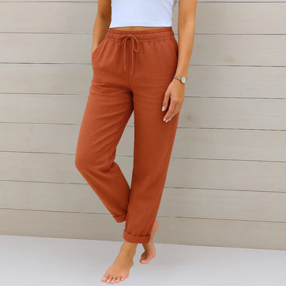 Celeste | Pantaloni in lino casual con cordoncino