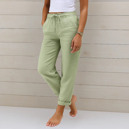 Celeste | Pantaloni in lino casual con cordoncino