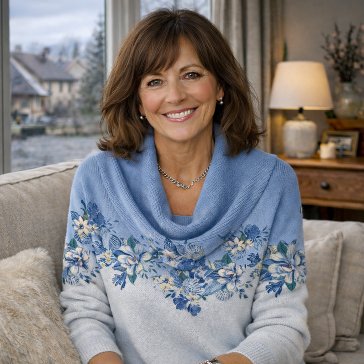 Rosalía | Suéter Floral Con Cuello Suave