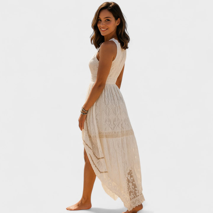 Isabella | Maxidress con scollatura a V e pizzo