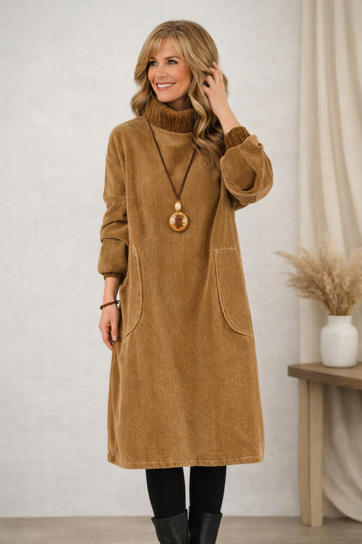 Lucinda | Vestido Midi de Invierno con Cuello Alto