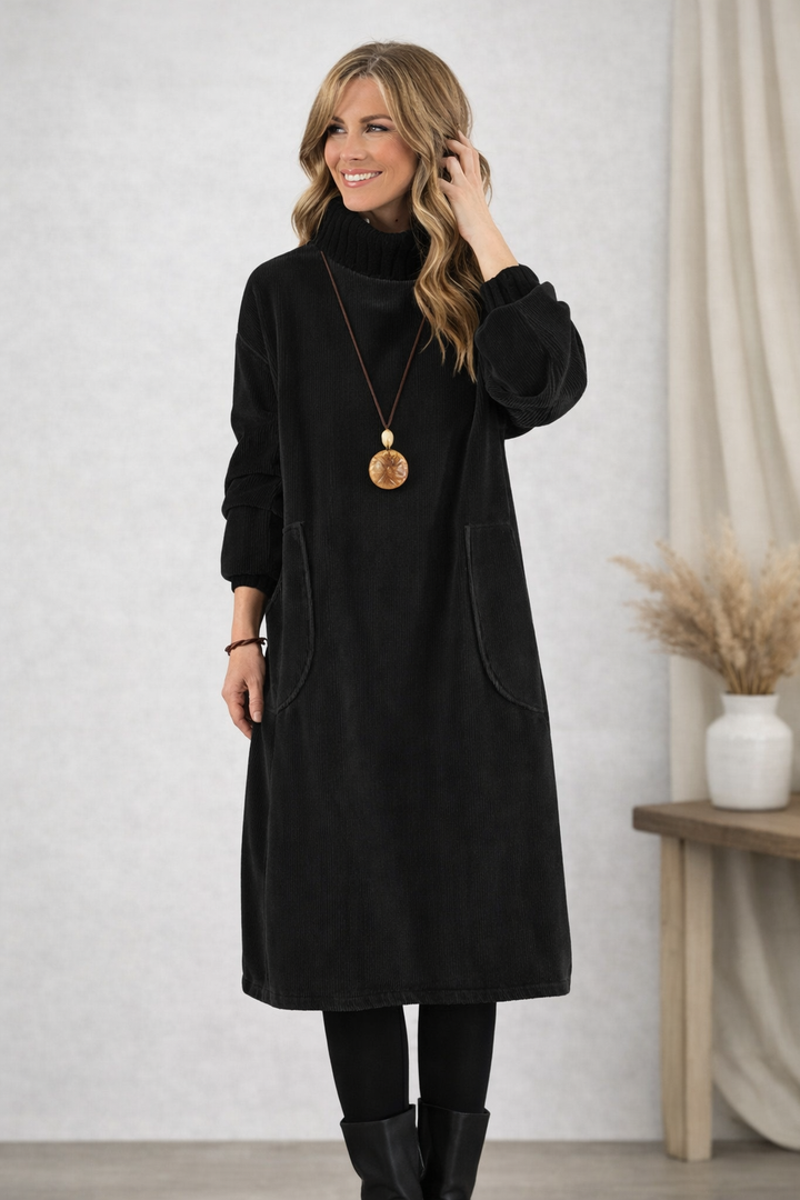 Lucinda | Vestido Midi de Invierno con Cuello Alto