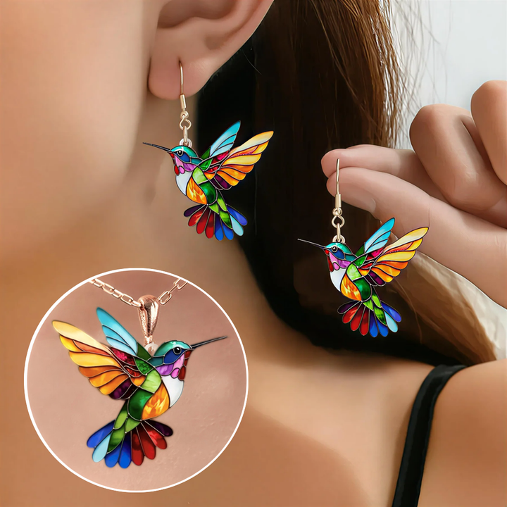 Yasmira | Pendientes De Colibrí Con Collar Gratis