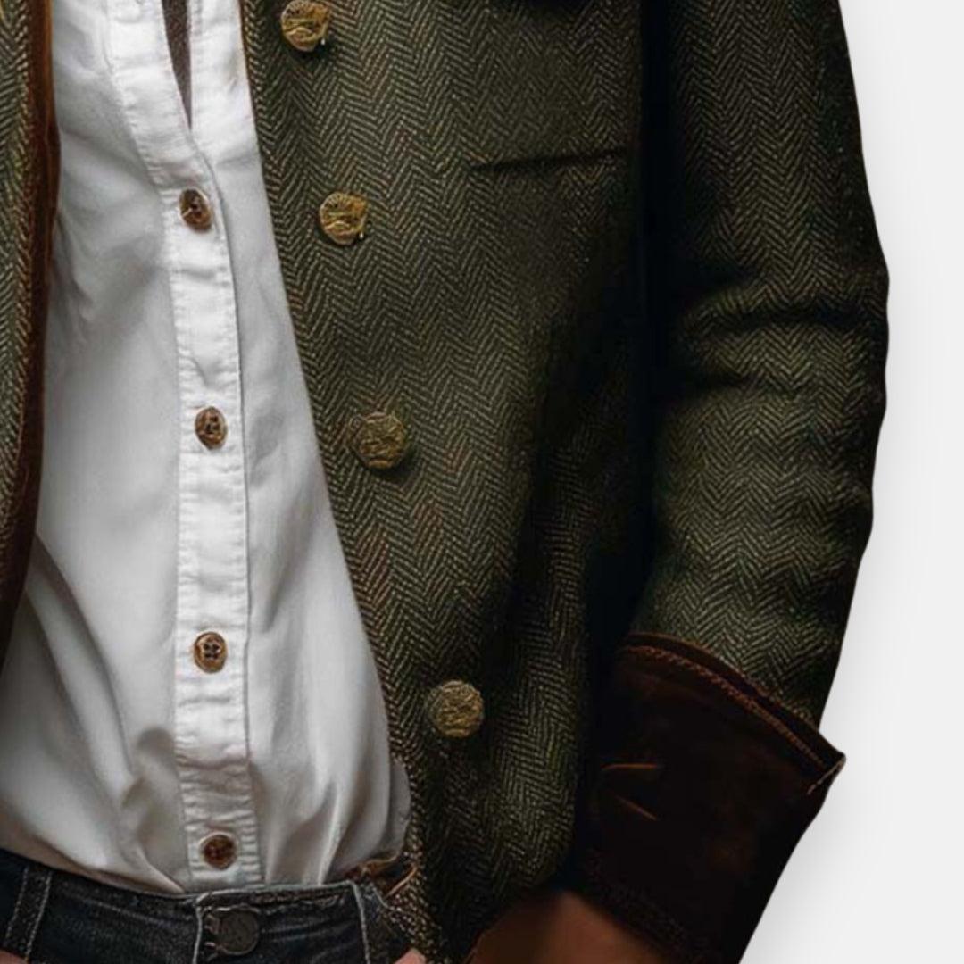 Génesis | Elegante chaqueta de tweed con detalles de terciopelo