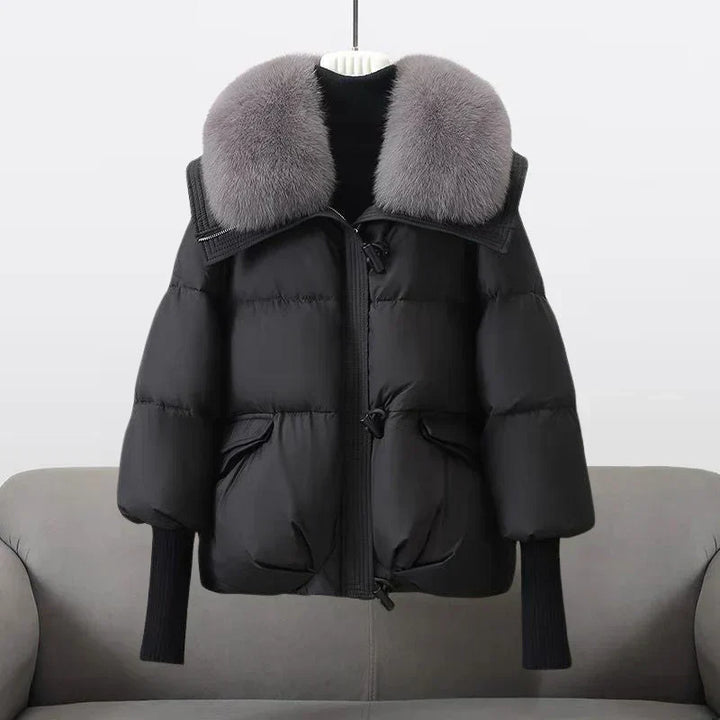 Indi | Abrigo de invierno elegante y cálido con cuello de piel