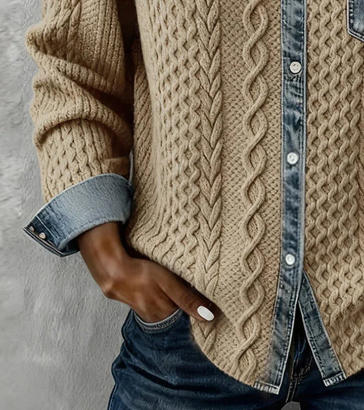 Ambra | Top de Punto Patchwork con Detalles Vaqueros