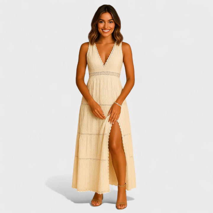 Isabella | Maxidress con scollatura a V e pizzo