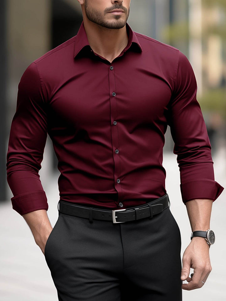 Alaric | Camisa de Vestir Brillante de Corte Slim
