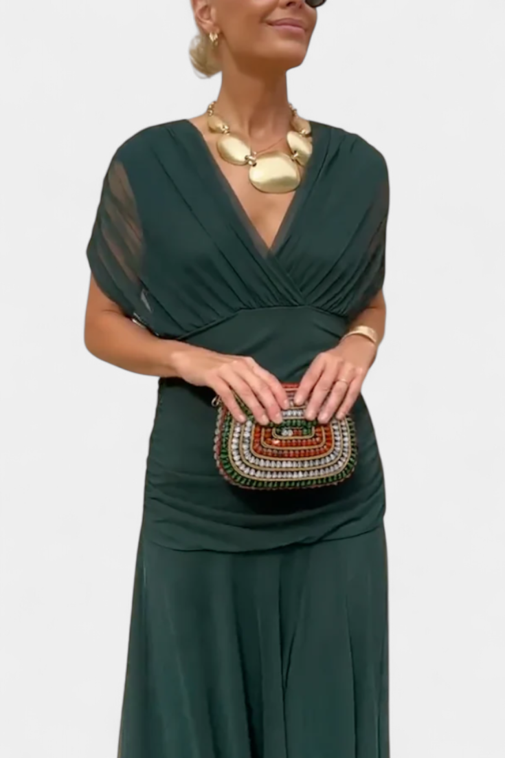 Magda | Vestido largo floral con escote en V