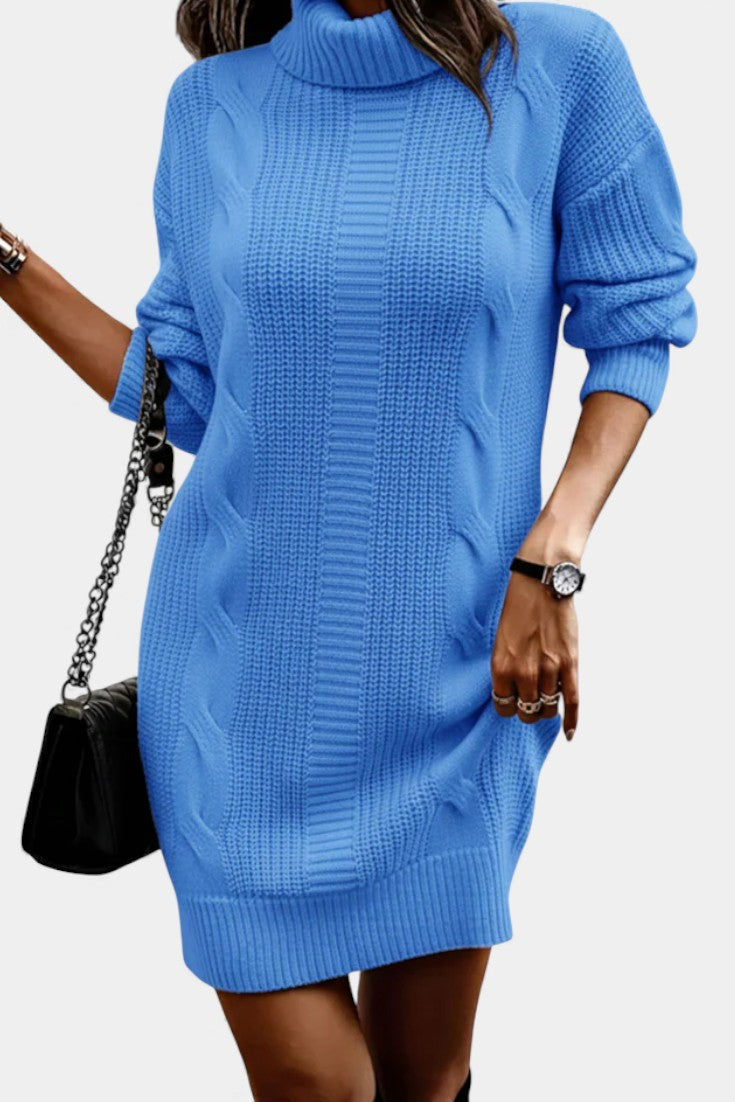 Taciana | Vestido de punto liso con cuello alto