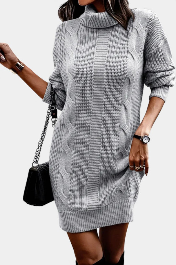 Taciana | Vestido de punto liso con cuello alto