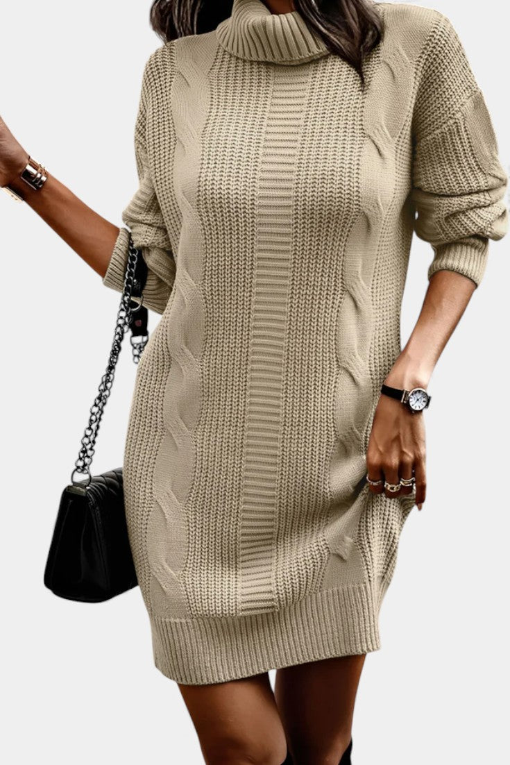 Taciana | Vestido de punto liso con cuello alto