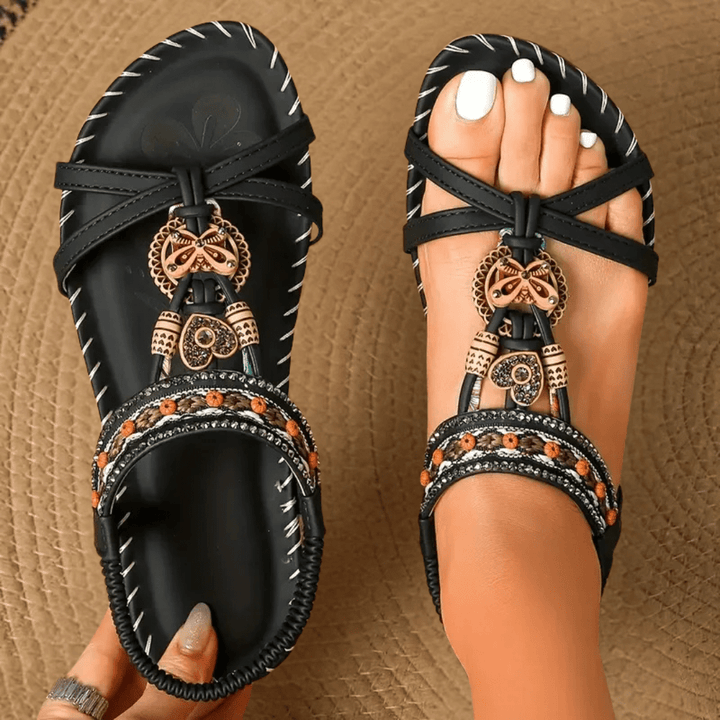 Amelia | Sandali comodi in stile bohemien con decorazione di perle