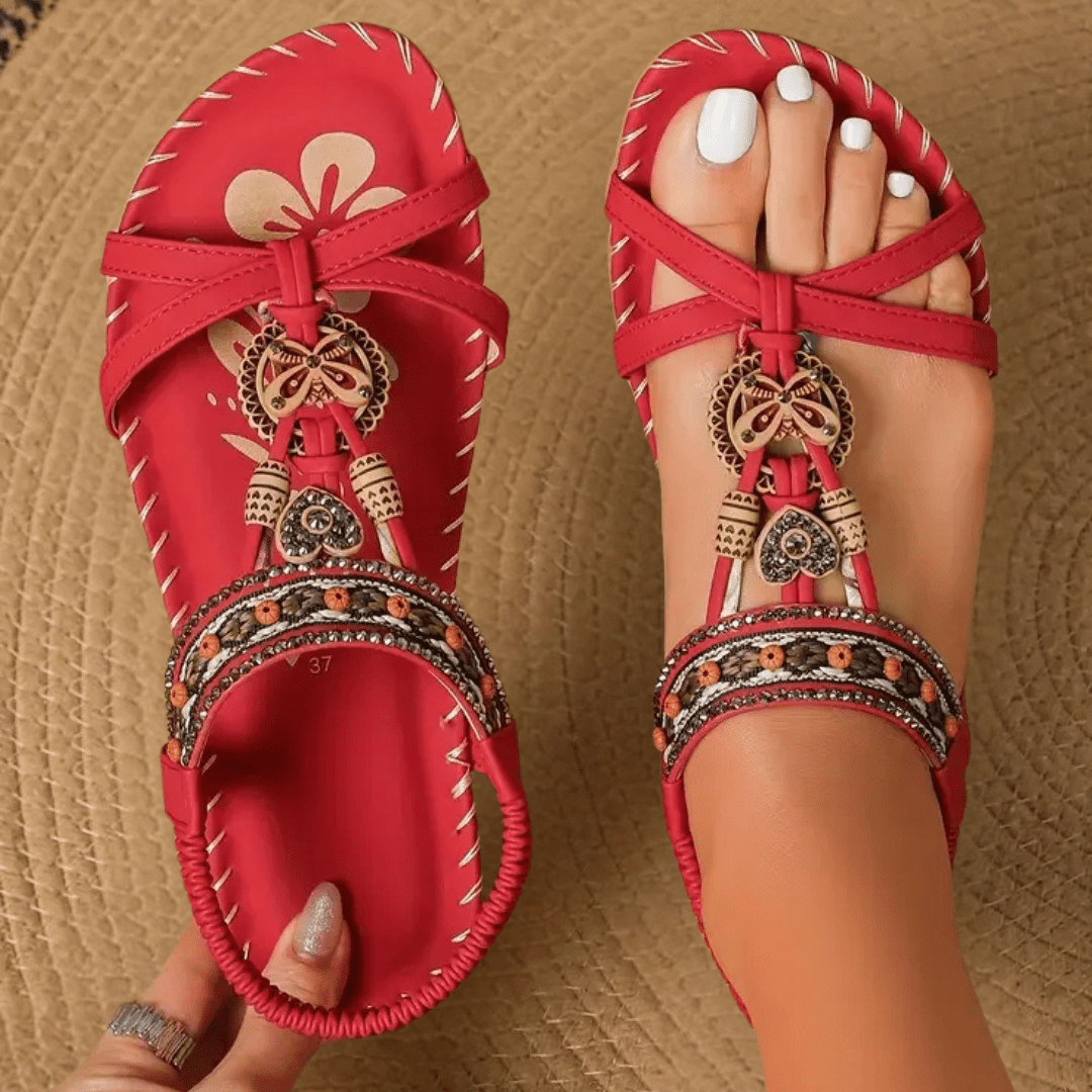 Amelia | Sandali comodi in stile bohemien con decorazione di perle